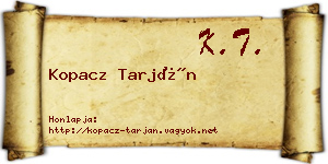 Kopacz Tarján névjegykártya